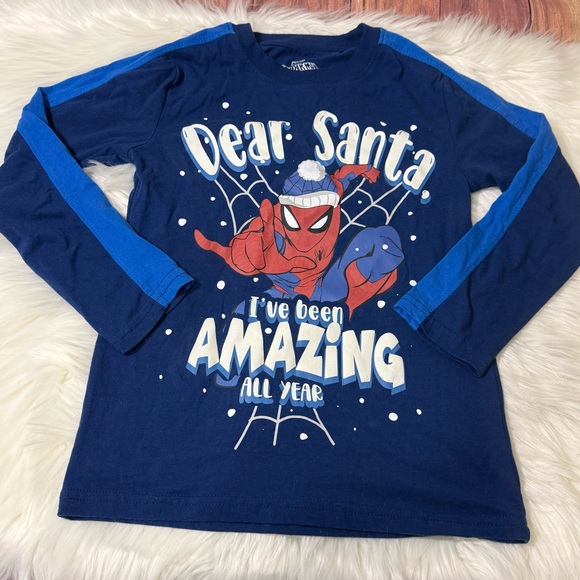 Marvel Spiderman “Dear Santa” Long Sleeve Shirt — Kids 7/8 - Picture 3 of 14
